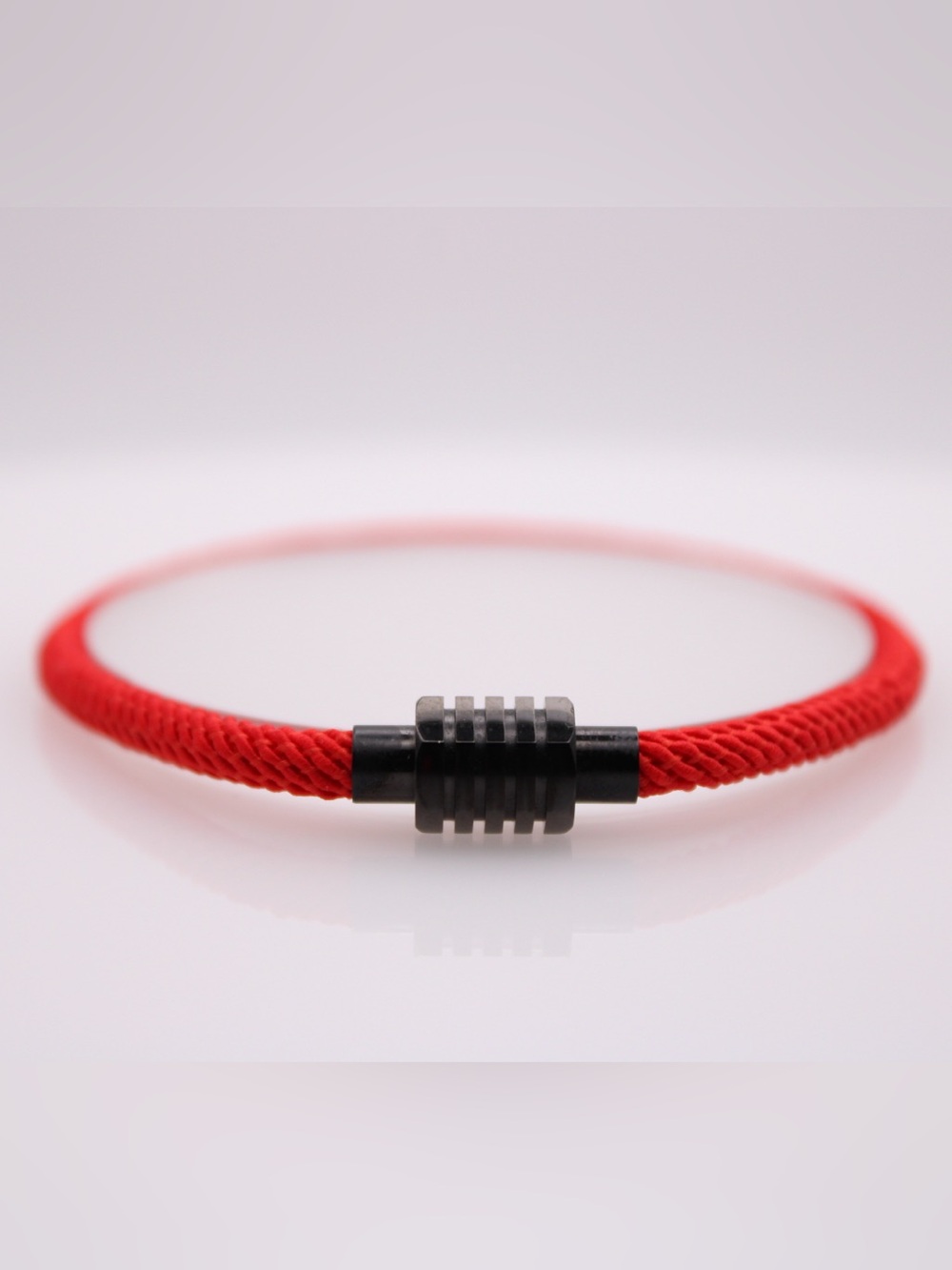 Red Braided Cord Bracelet with Black Magnetic Clasp